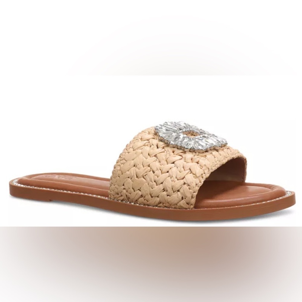 New in box. I.N.C. Women's Tan Woven Slide Sandals, size 10.5